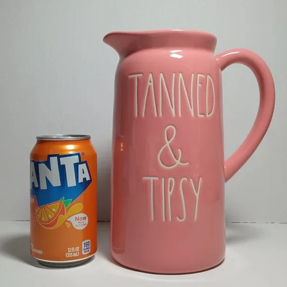 NWT Rae Dunn Tanned And Tipsy Pitcher Ceramic Brand New - Picture 3 of 6